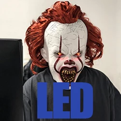 pennywise mask Светодиодный маска Джокера в стиле ужасов, маска для косплея Стивен Кинг, латексные маски для косплея, два клоуна, Вечерние Маски на Хэллоуин, Новинка - Цвет: pennywise mask