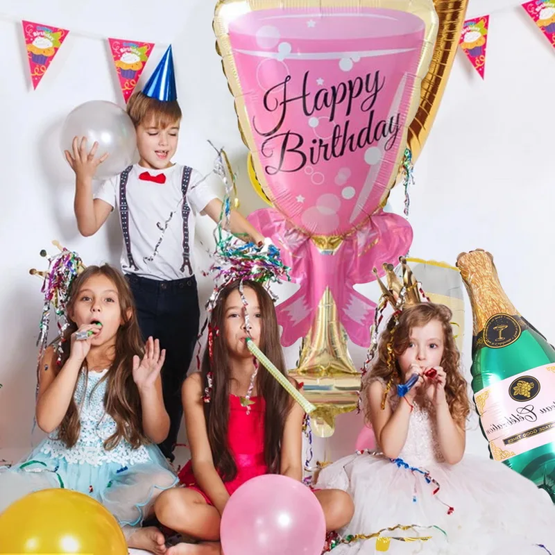 Праздничный декоративный шар чашка для бутылки шампанского воздушный из