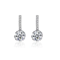 s925 pure silver earrings aaa cubic zirconia cz long drop earrings contracted joker zircon earrings 2019 wholesale accessories
