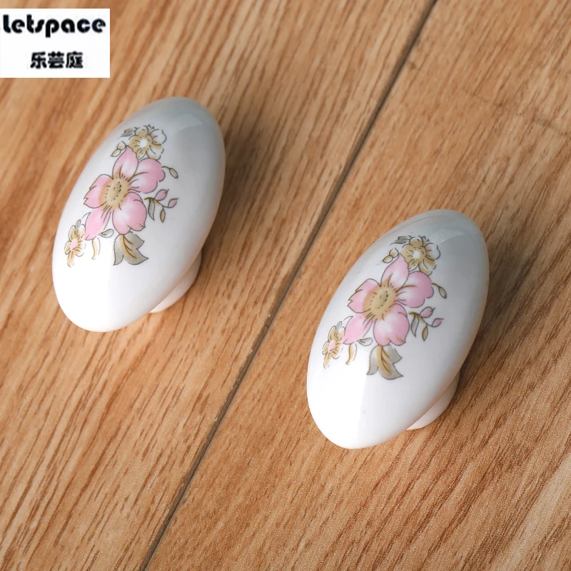 Модная овальная керамическая ручка для шкафа обуви с принтом в деревенском стиле