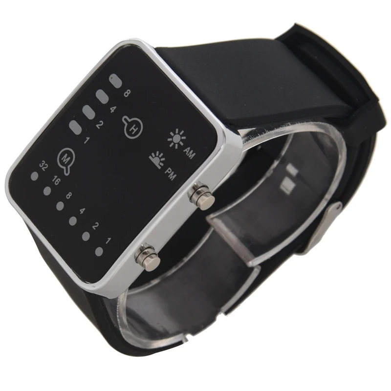 Топ унисекс силиконовые спортивные часы Красный светодиодный цифровой бинарный