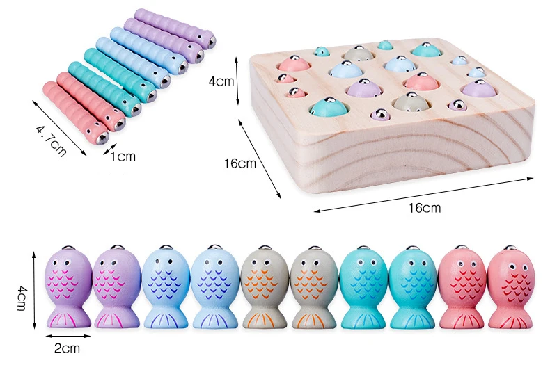 Детские деревянные игрушки Монтессори магнитные игры для рыбалки развивающие
