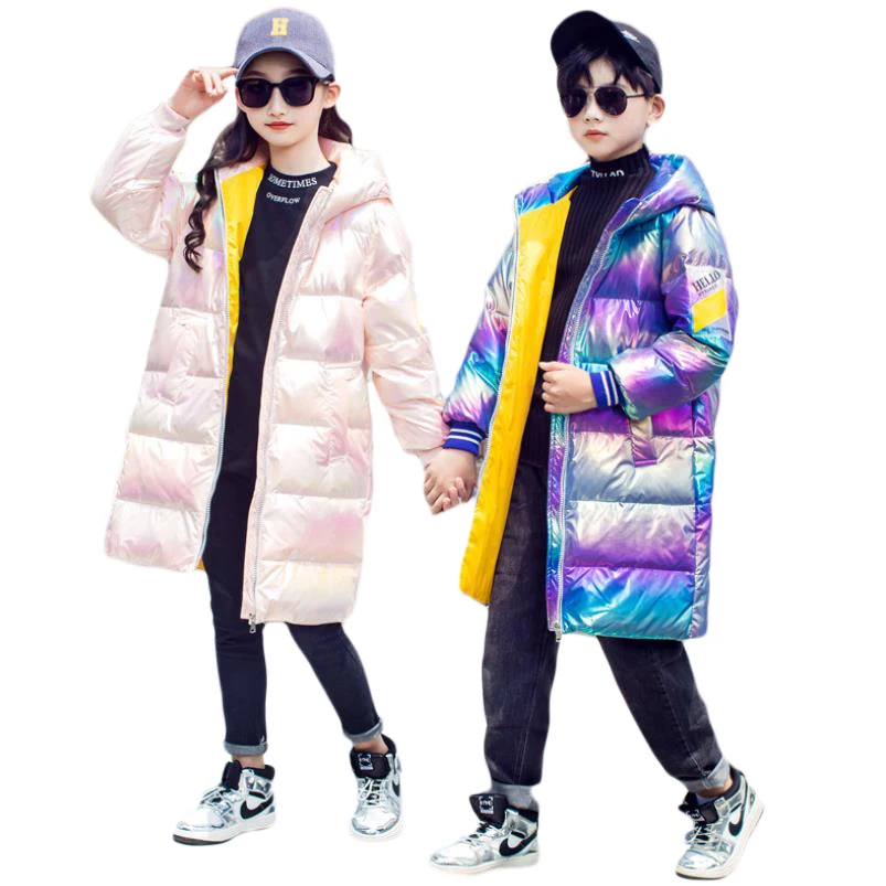 Зимнее пальто для девочек детский длинный секционный пуховик комбинезон