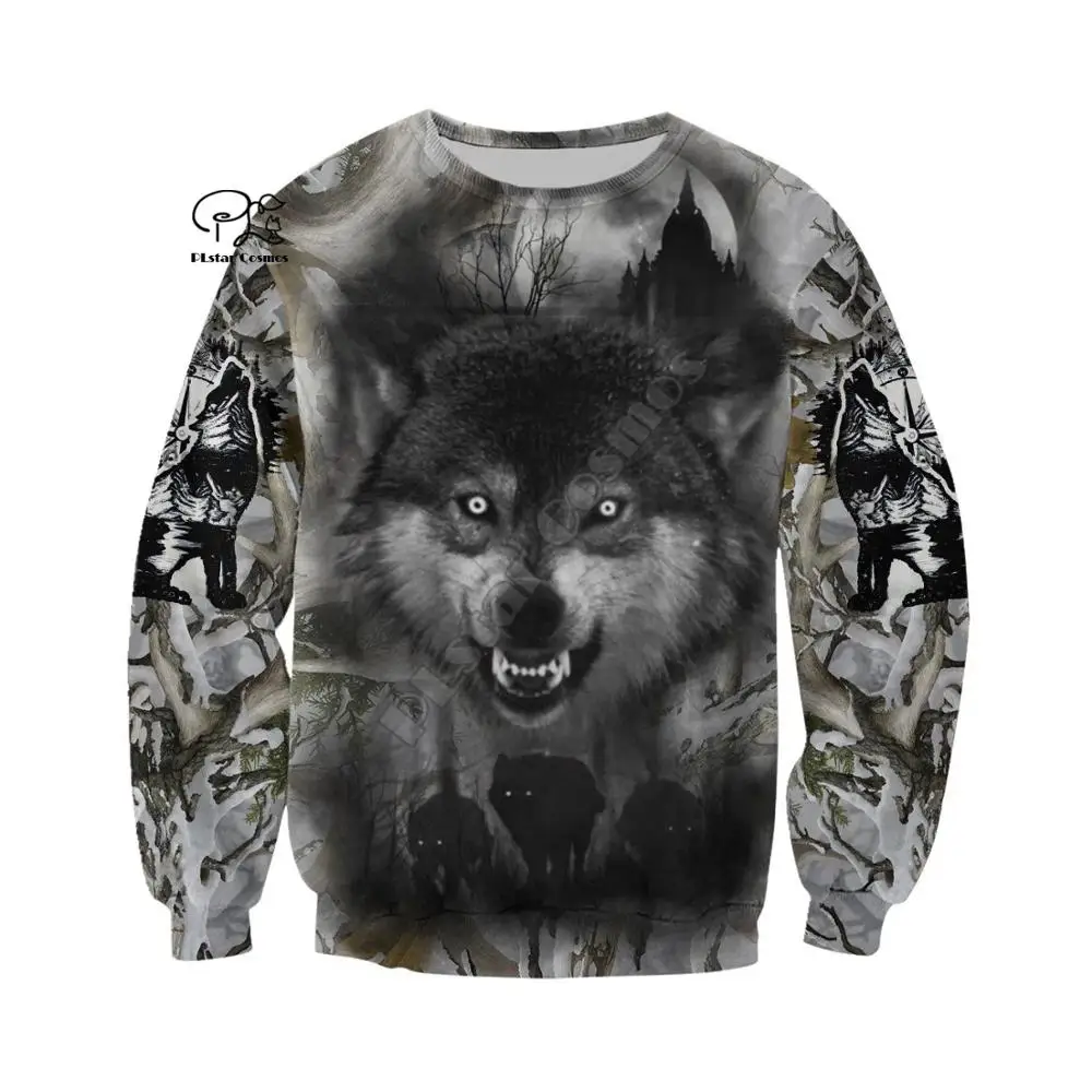

PLstar Cosmos 3DPrint Hunter Hunting Wolf Animal Doom Harajuku Streetwear Man/Woman Unisex Funny Zip Hoodies/Sweatshirt-a9