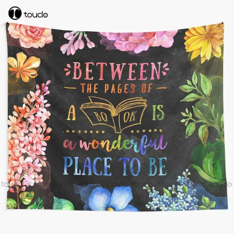 

Between The Pages (Black) Bookish Book Lover Bookworm Tapestry Tapestry Wall Hangings For Sale Custom Decoration Wall Hanging