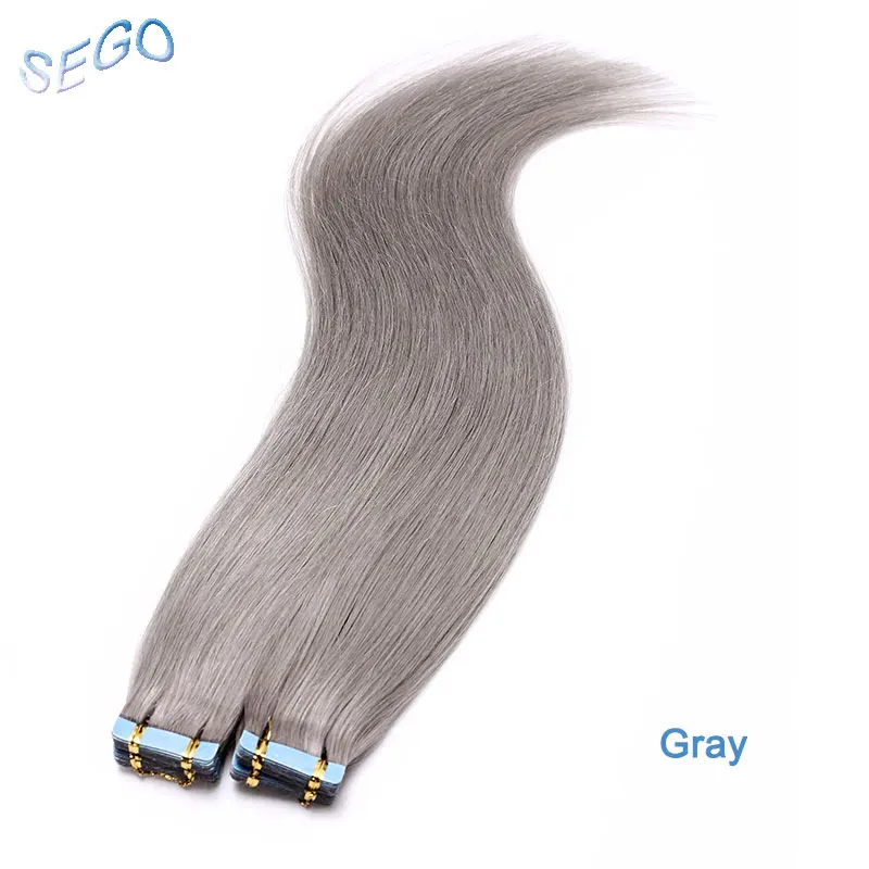 SEGO, 1"-24", 3 г/шт., натуральные человеческие волосы, лента для наращивания, клейкая, бесшовная, не Реми, кожа, уток, лента для наращивания волос, 20 шт