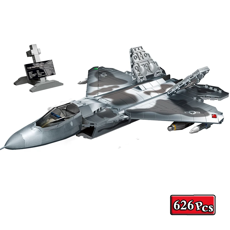 

World War II Military Series F22 Multirole Fighter MOC Model Weapon Accessories Building Blocks Bricks Toys Gifts