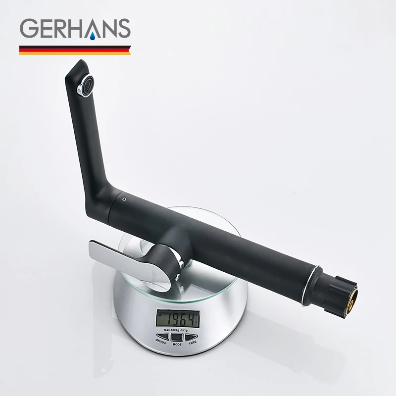 GERHANS Faucet K14015B Смеситель для умывальника/кухни с гайкой Цвет: Чёрный+Хром|Смесители
