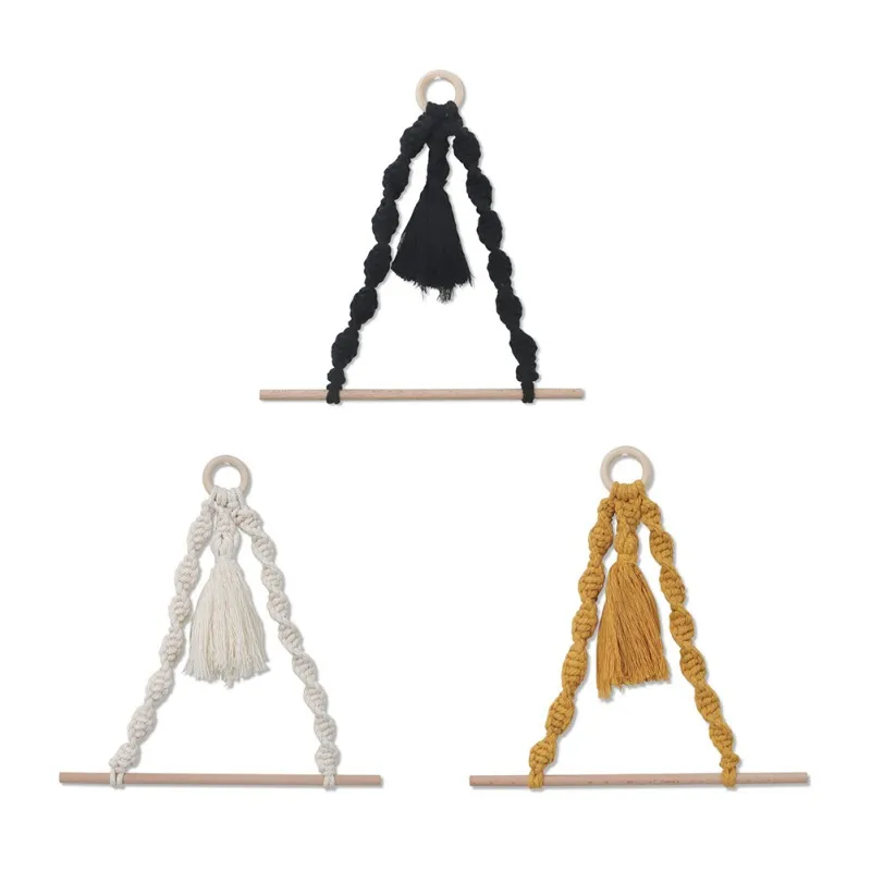 

Nordic Wooden Towel Rack Macrame Rope Toilet Paper Holder Hanging Tapestry Home Hotel Bathroom Decoration Supplies Towel Shelf