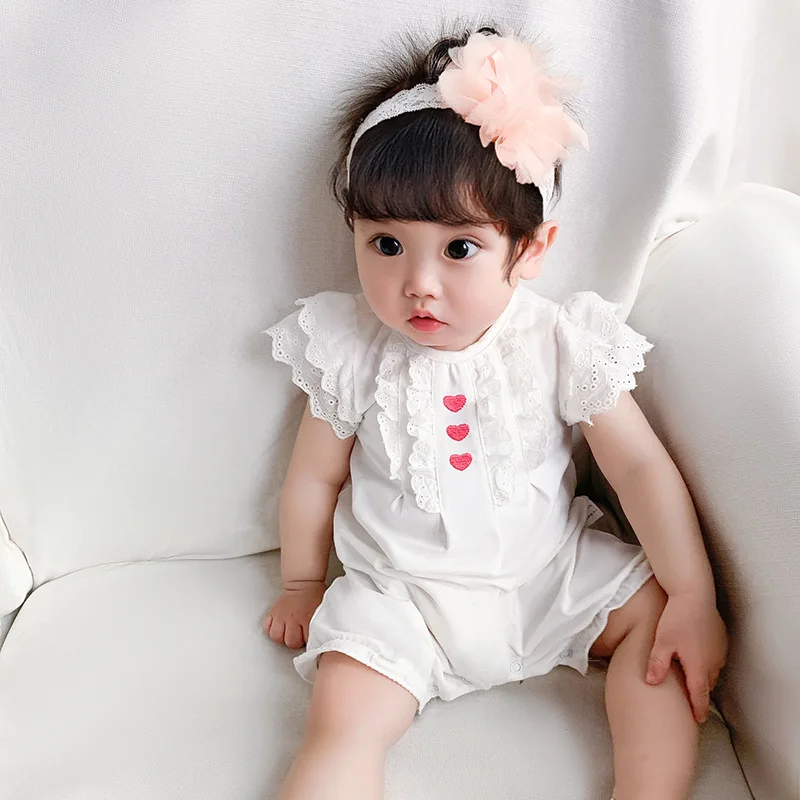 

2021 Infant Summer Jumpsuit Girls Round Neck Short Sleeve Casual Romper Newborn Baby Boy Clothes Baby Girls