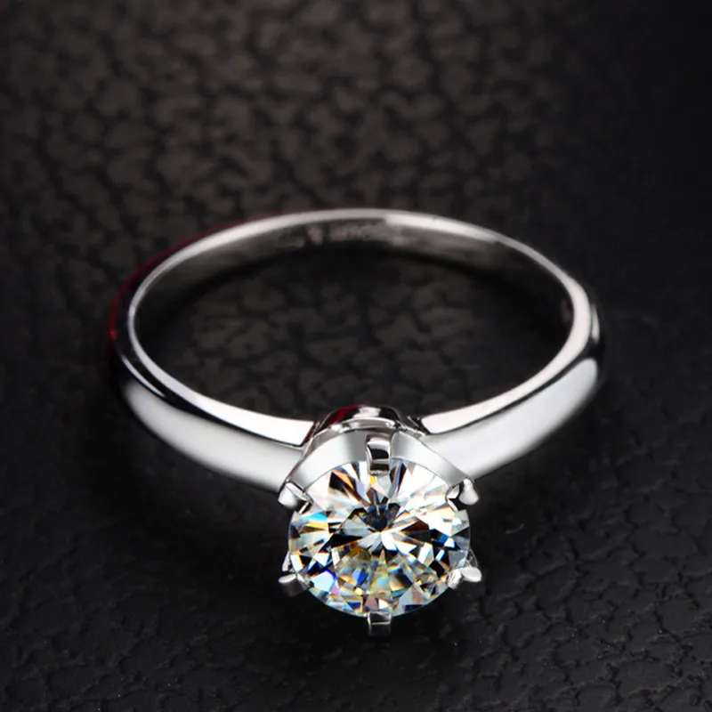 Косынка 1ct лаборатории кольцо с бриллиантом 925 стерлингового серебра обручальные