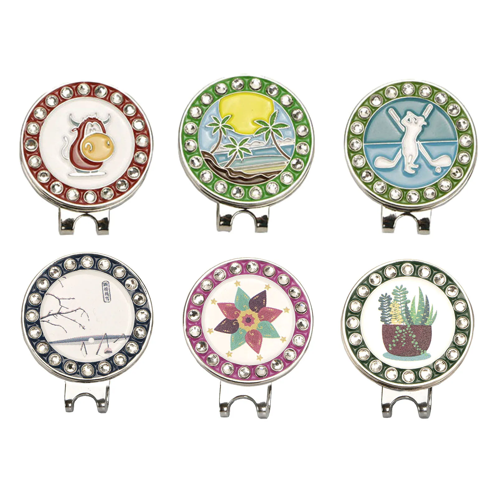 

Маркеры для мячей для гольфа из цинкового сплава, для женщин и мужчин, прикрепляются к кепке, козырьку, шляпе, знаку с зажимом