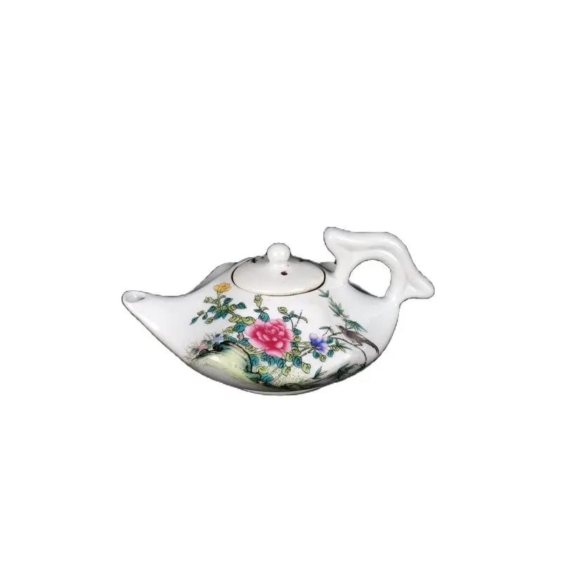 

Китайский Старый Фарфор пастельный цветок и птица узор кунг-фу чайник
