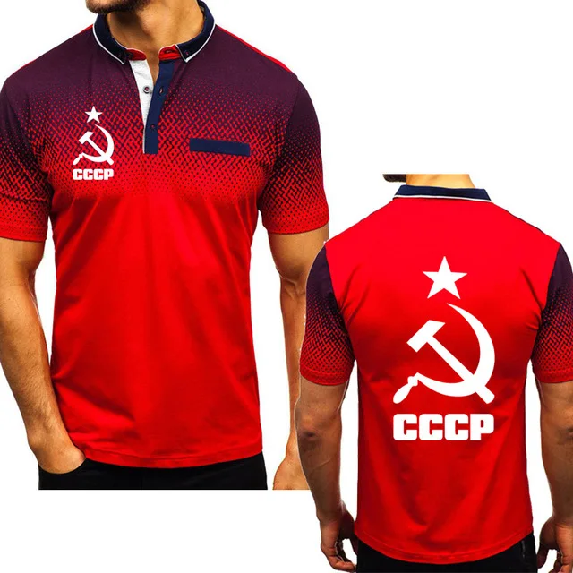 Мужская Летняя хлопковая рубашка CCCP уникальная мужская с коротким рукавом и