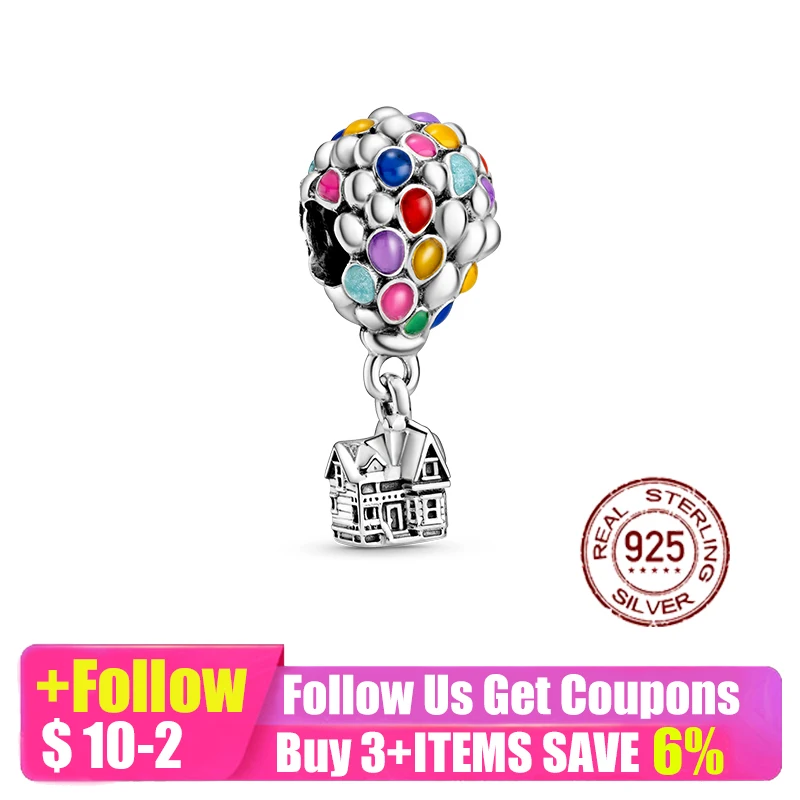 

New Original silver color colorful hot air balloon bead charm fit european pandora charms bracelet bangles diy jewelry P489