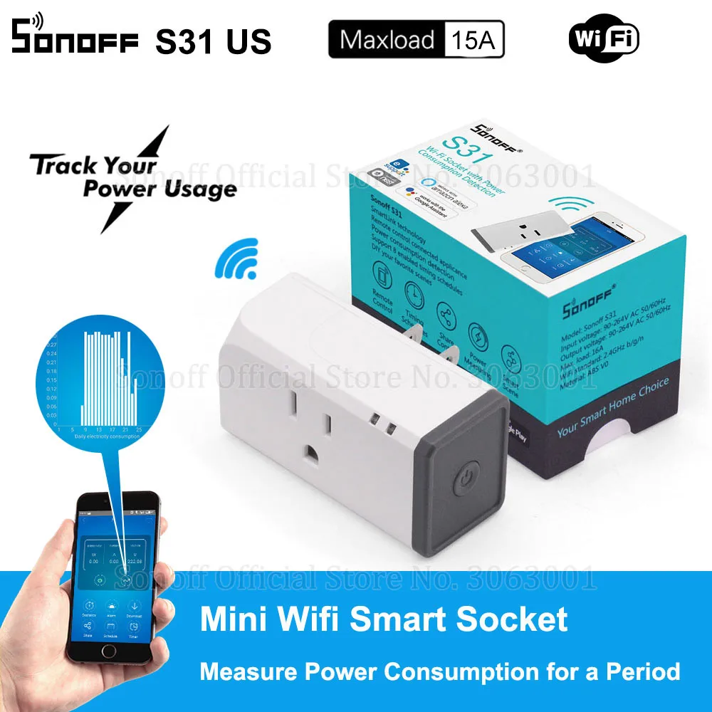 Смарт розетка Sonoff S31 15 А Wi Fi с поддержкой Alexa|Смарт-гаджеты| |