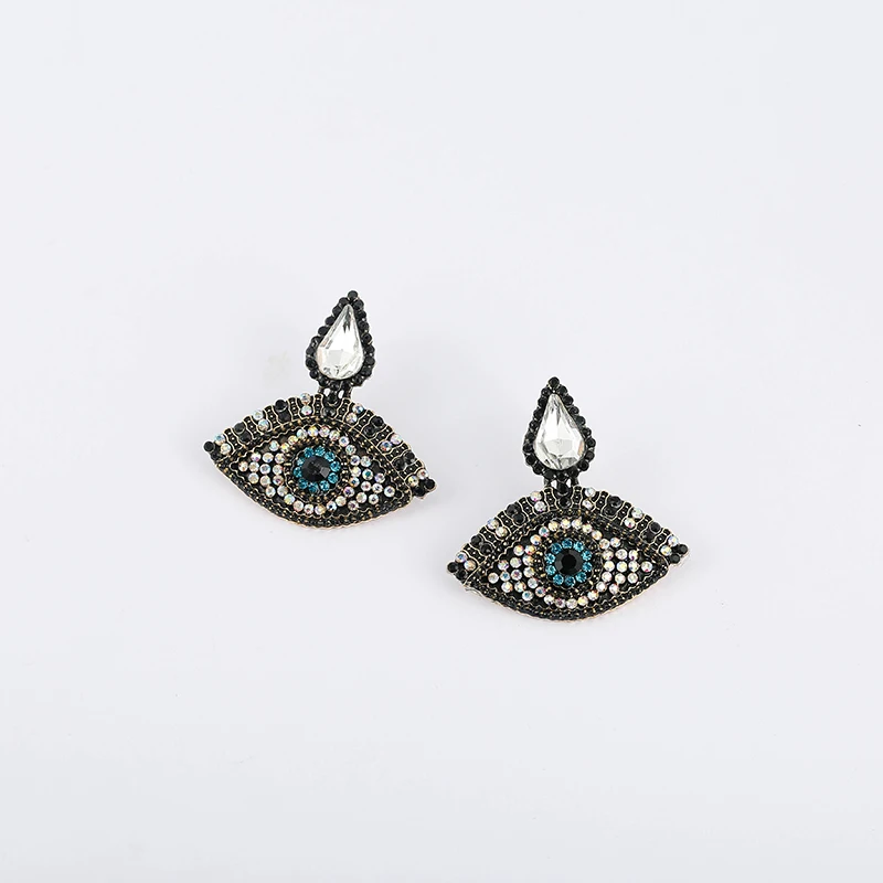 Женские брендовые серьги подвески Yhpup черные с блестящим стеклом вечерние