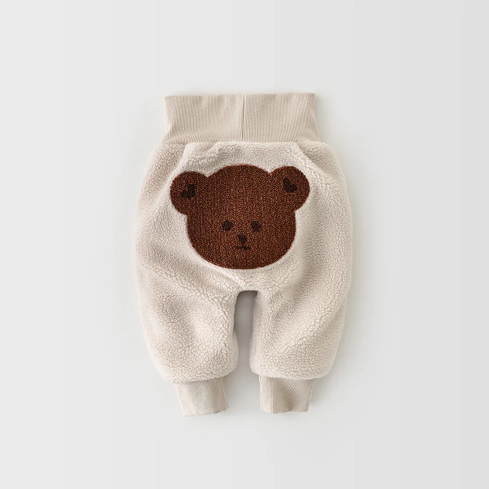

Baby winter clothes new Korean style male and female cute cartoon high-waisted corsets plus velvet thickened high-waisted pants