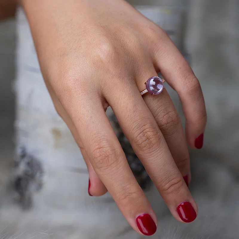 Женское кольцо из стерлингового серебра с круглыми кристаллами|Кольца| |