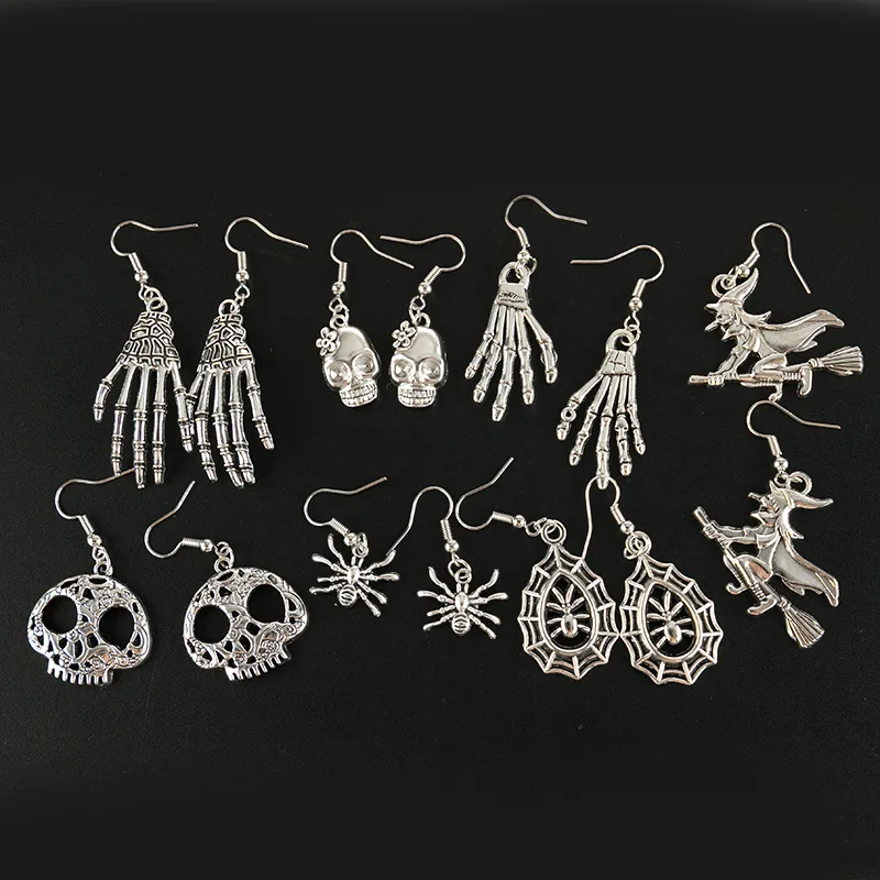 

Earrings for Women Girls Drop Dangle Teens Charm Gift Party Simple Punk Cool Halloween Skull Horror Skeleton Death Bat