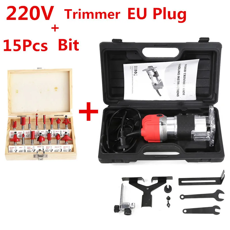 220V 800W With Case 800 Вт 30000 об/мин деревообрабатывающий электрический триммер фрезерование древесины гравировальный долбежный обрезной станок ручная машинка для резки дерева маршрутизатор - Цвет: 220V 800W With Case