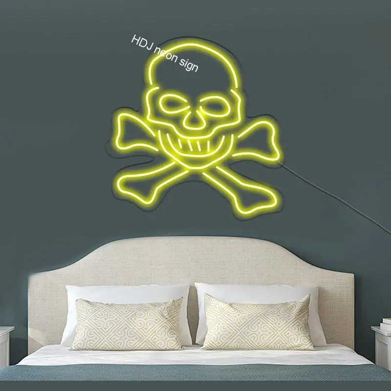 

Skull Head Custom LED Neon Sign Light Wall Decor For Home Bedroom Bar Store Party Personalized Design Light