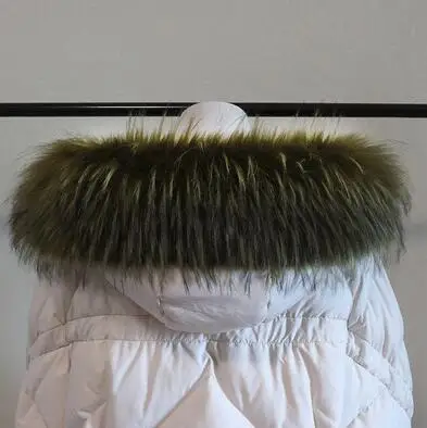 army green jacquard Осенне-зимний женский шарф из енота, лисы, воротник из искусственного меха, шарф с капюшоном, мех меховой воротник, шарф 90 см, R1933 - Цвет: army green jacquard