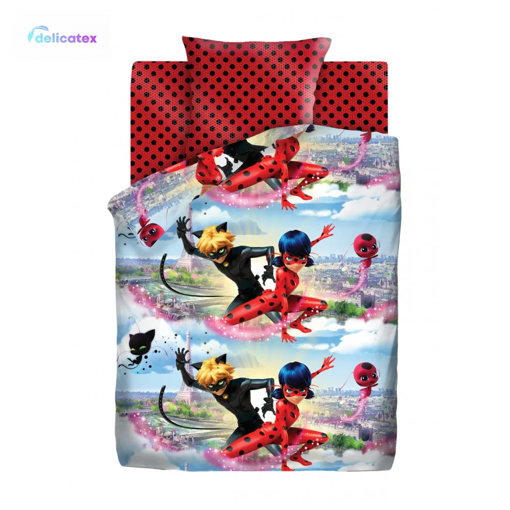 Постельное белье детское КПБ Delicatex1.5 хлопок LadyBug (70х70) рис. 16022-1/16023-1 Леди Баг и