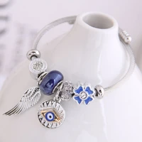 creative multi element colored glass angel wings demon eyes pendant string adjustable bracelet