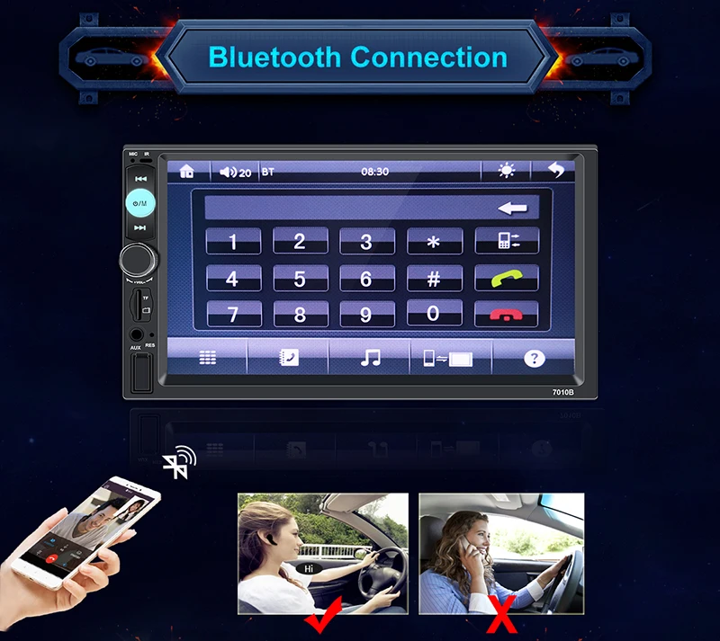 Автомобильный Радио HD " сенсорный экран стерео 2 Din Bluetooth FM ISO мощность SD USB Aux вход для IPhone Mp5 плеер нет или с камерой