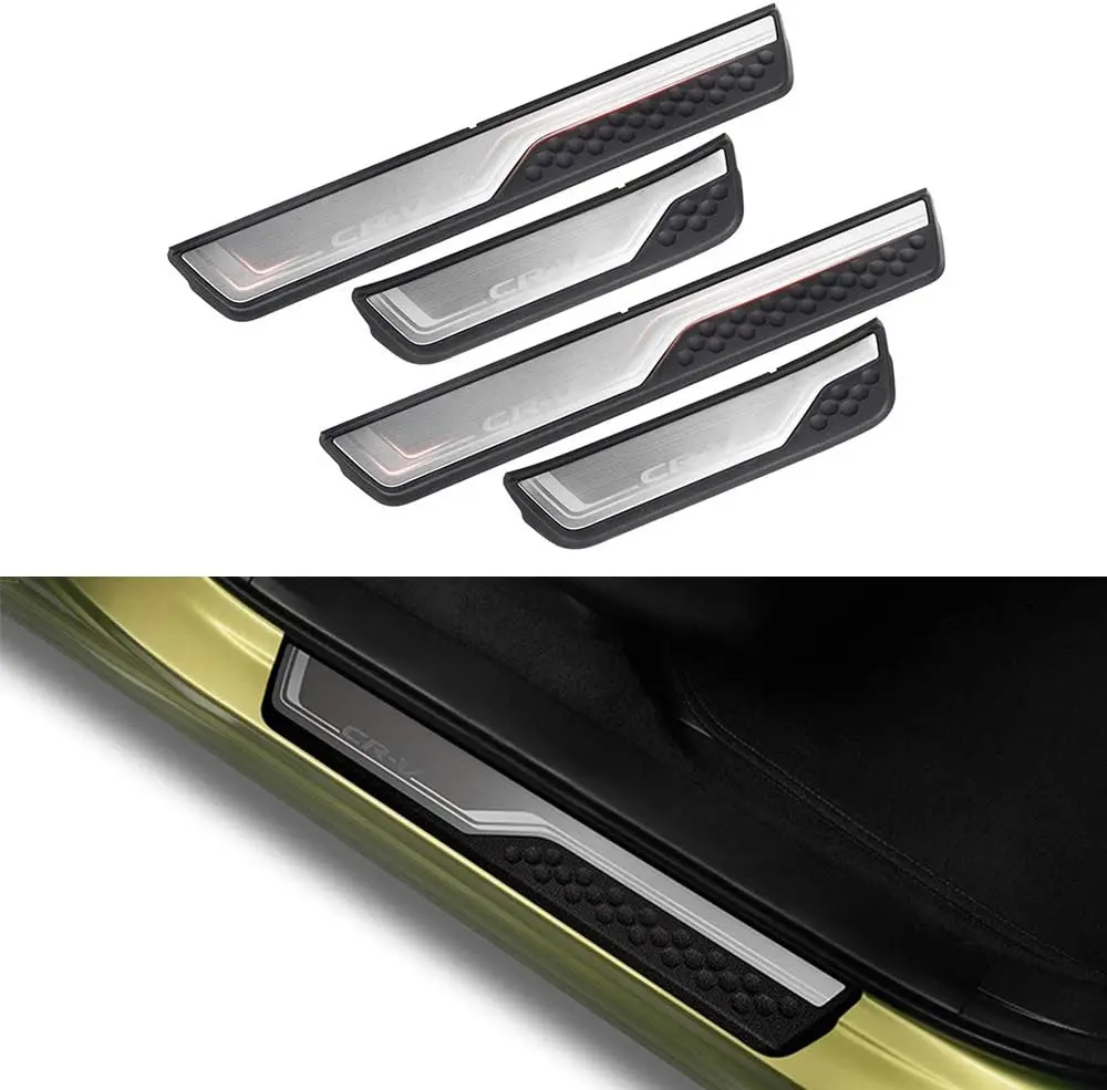 

4 шт нержавеющая сталь наружный порог потертости литья Защитная крышка Накладка подходит для Honda- CR-V- CRV 2017-2020-черный и серебристый