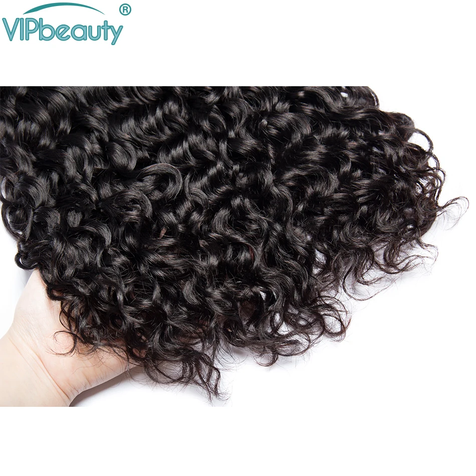 VIPbeauty индийские волнистые 3 пряди с 13x4 кружева фронтальной части человеческие волосы переплетения с закрытием Волосы remy удлинитель