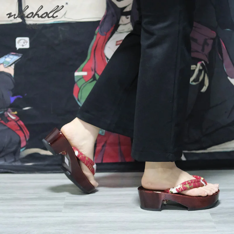 Summer Women Slippers Indoor Household Platform Sandals Wooden Japanese Geta Clogs Female Flip Flops Anime Cosplay Shoes