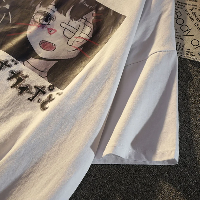 

Kawaii Anime Printed T Shirt Summer Women Oversized T-Shirt Cartoon Cute Harajuku Fashion Women T-Shirt O-Neck Short-Sleeved Top