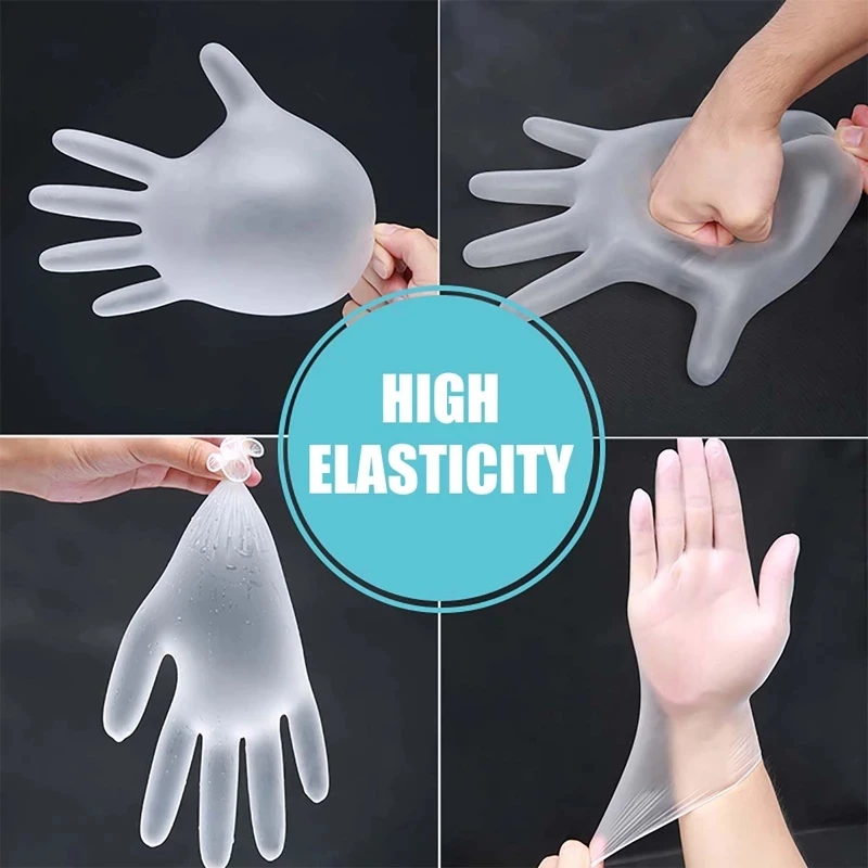 

100pcs Food Disposable Gloves Clear PVC Transparent Gloves Kitchen Cleaning Health Universal Disposable Gloves Kitchen Gadget
