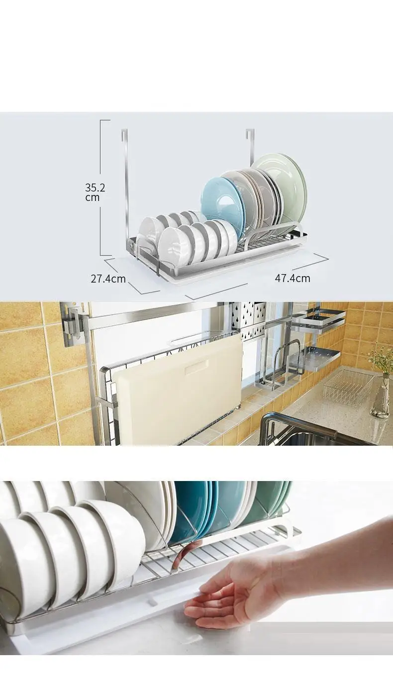 Дальность Организация сушилка для посуды Organizador Cocina нержавеющая сталь Cozinha кухня Mutfak кухонный стеллаж для хранения держатель