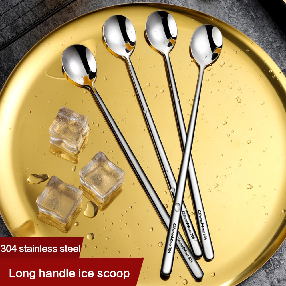 

New 304 Stainless Steel Long Handle Spoon Tea Spoon Dessert Coffee Ice Cream Spoons Dinnerware Kitchen Accessories Bar Tools