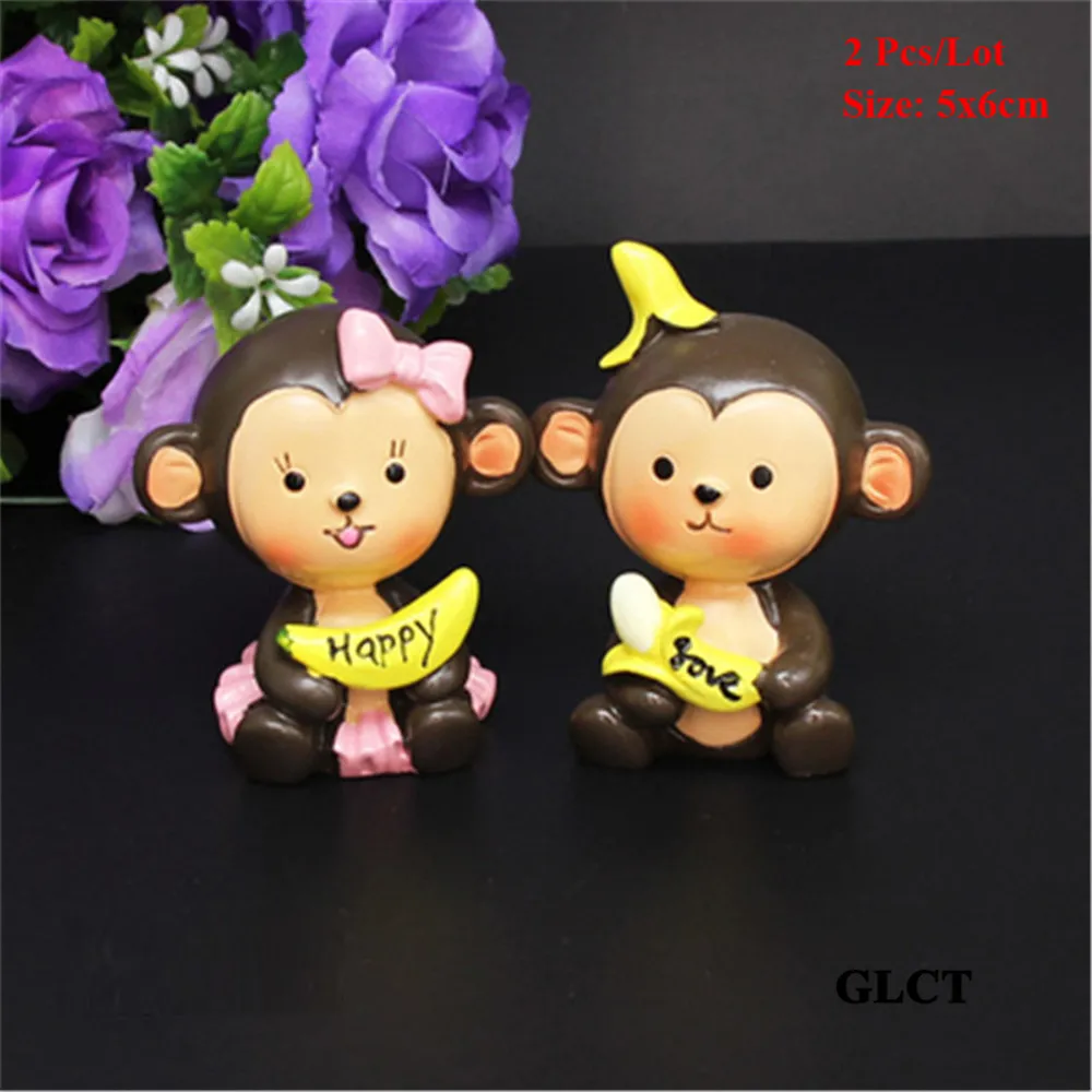 

animal cupcake toppers toys for baby kids children birthday party supplies banana monkey decoration birthday gift cake topper