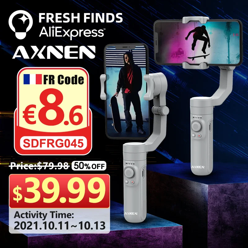 AXNEN HQ3 3-осевой складной ручной шарнирный стабилизатор видеозаписи для смартфона iPhone 13 Xiaomi Huawei Samsung