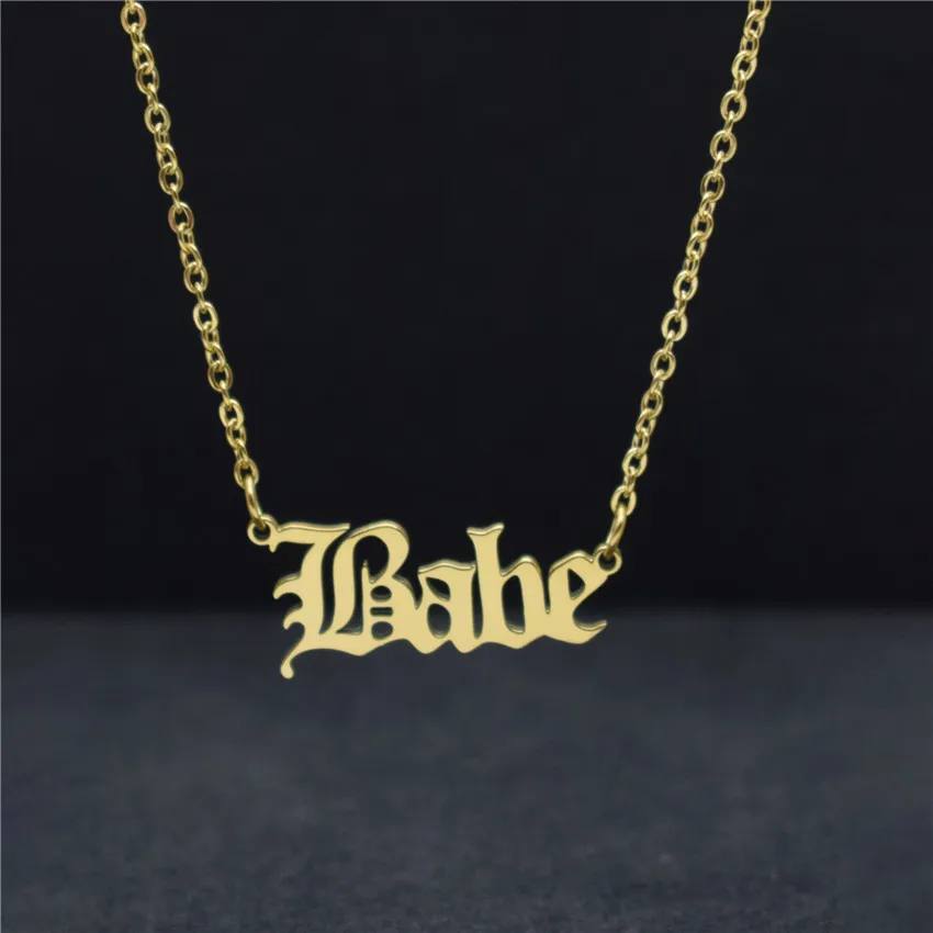 Stainless Steel Ketting Christmas Gift Gold Letter Babe Necklace For Girl Women Party Jewelry Bijoux Femme Pendant BFF Ketting