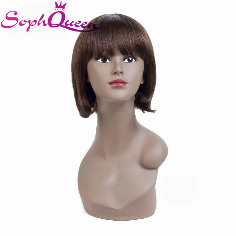 Soph queen#4 короткий парик-Боб с челкой не Реми человеческих волос парики для черных женщин бразильский короткий парик из натуральных волос H. BRZANICE без запаха