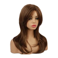 22 lady synthetic straight shaggy natural looking brown wigs for show festival