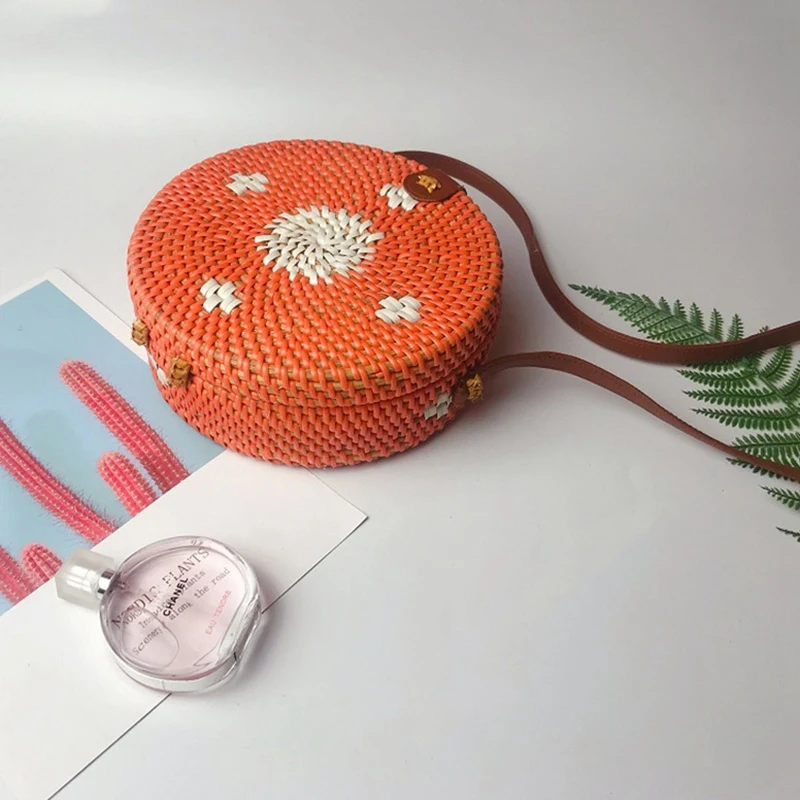 Женская цилиндрическая тканая сумка с кожаными пуговицами дизайнерская