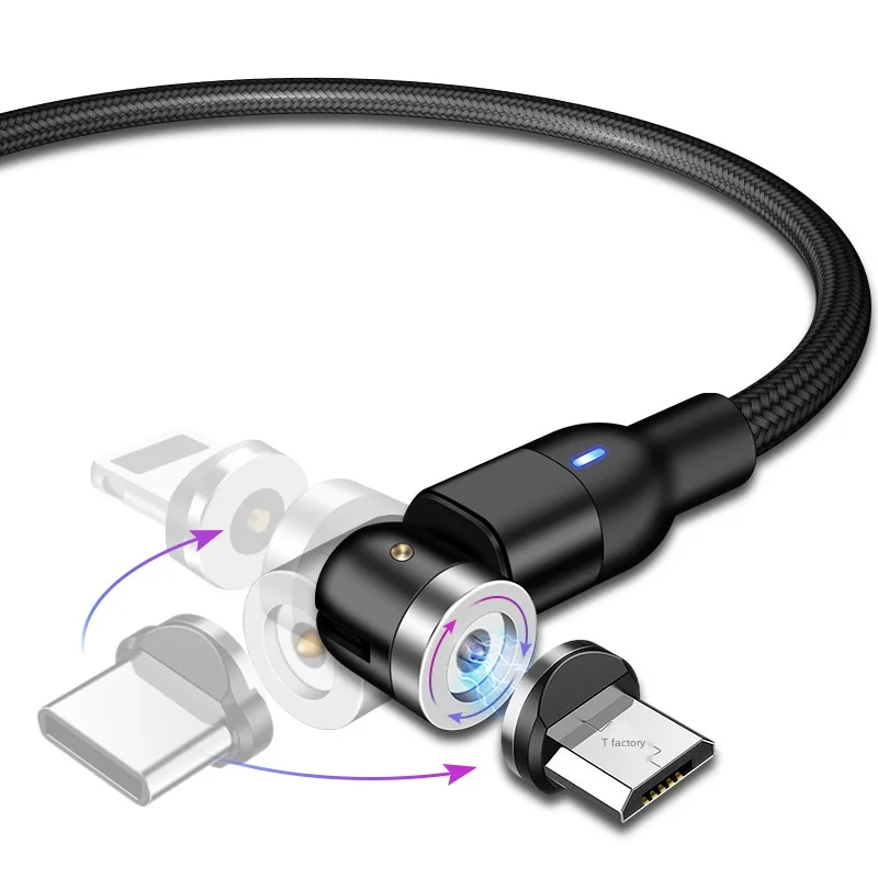 

1M Rotating Magnetic Sucker Data Cable Charging 180 Degrees 540 Degrees Blind Sucker Round Magnetic Charging Cable Data Cable