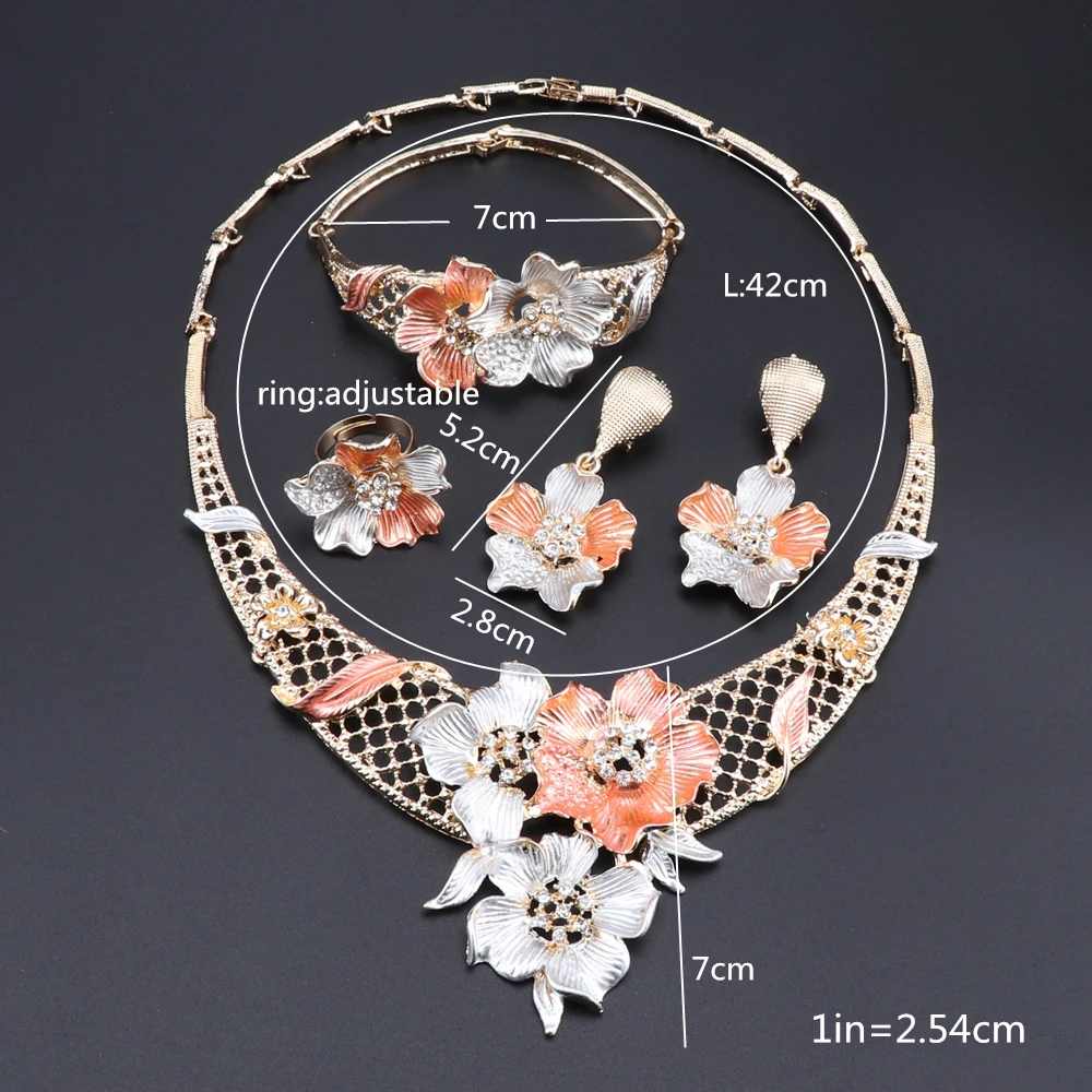 Изысканные Ювелирные наборы из Дубая золотого цвета женские индийские