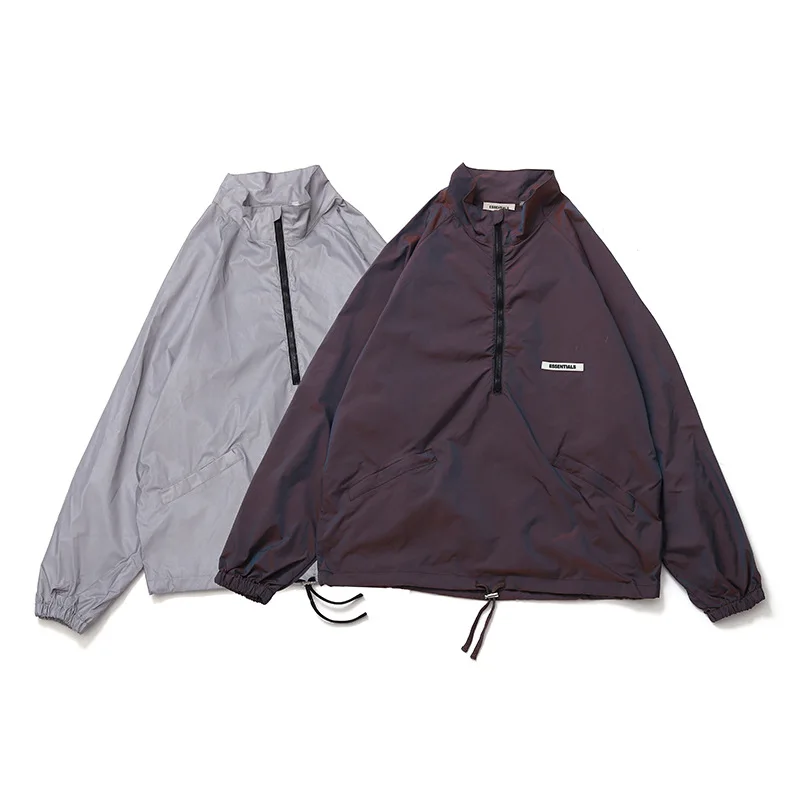 

American fog solid color reflective coat sports Street jacket men's autumn winter reflective coat pullout jacket