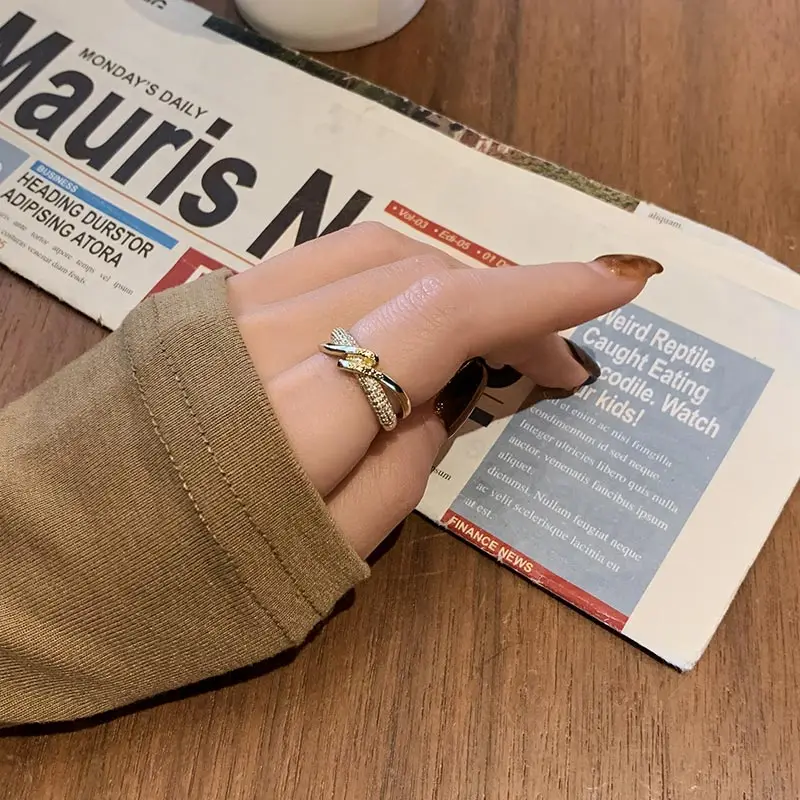 Женское золотое кольцо с фианитом Открытое в Корейском стиле ювелирное