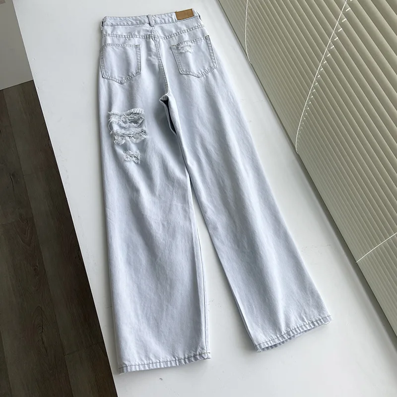 

Ripped Jeans for Women High Waist Baggy Femme Vaqueros Mujer Boyfriend Wide Leg taille haute Denim Streetwear Korean Pants Mom