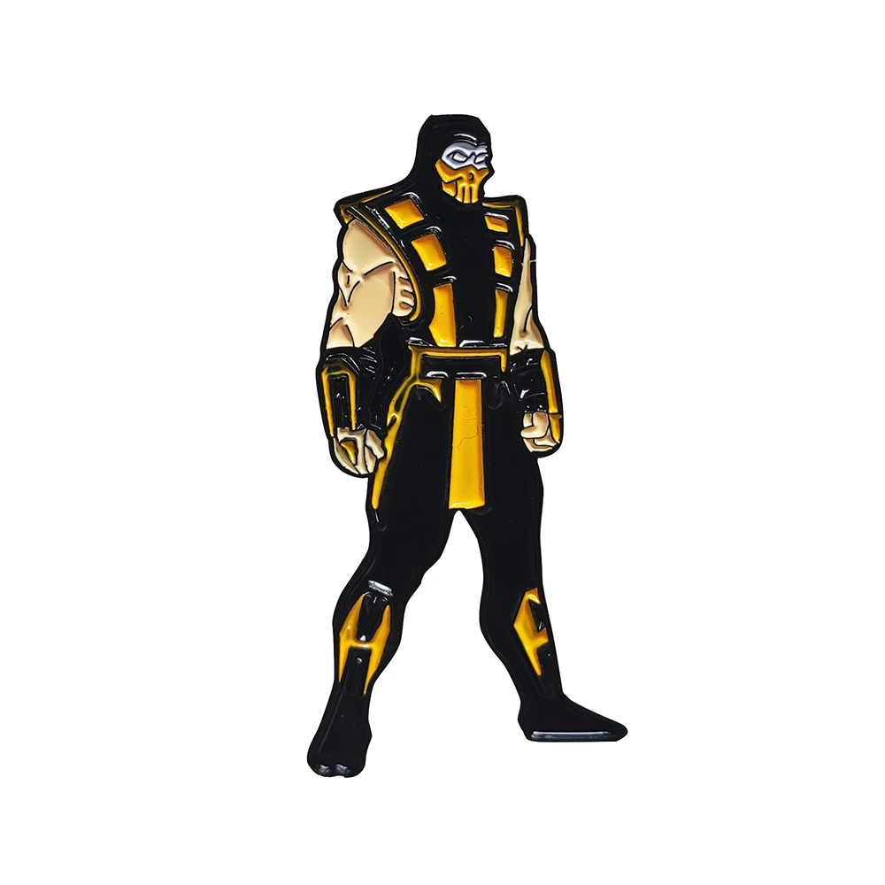 Эмалированная булавка ниндзя Mortal Kombat Scorpion брошка на лацканы металлический