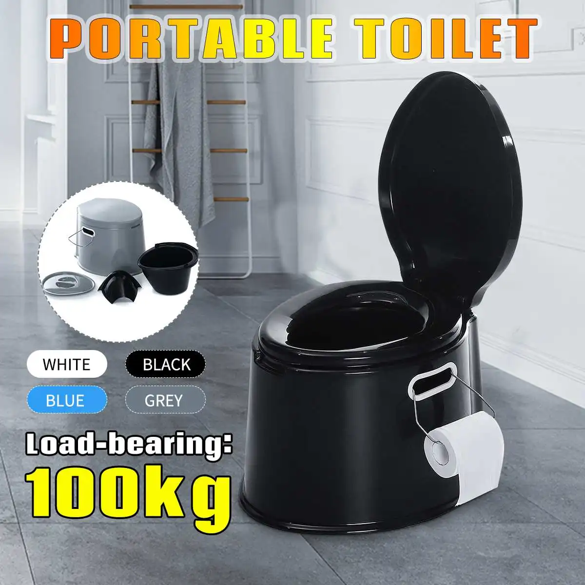 

Portable Toilet Seat Flush Camping Travel Hiking Indoor Outdoor Potty Commode
